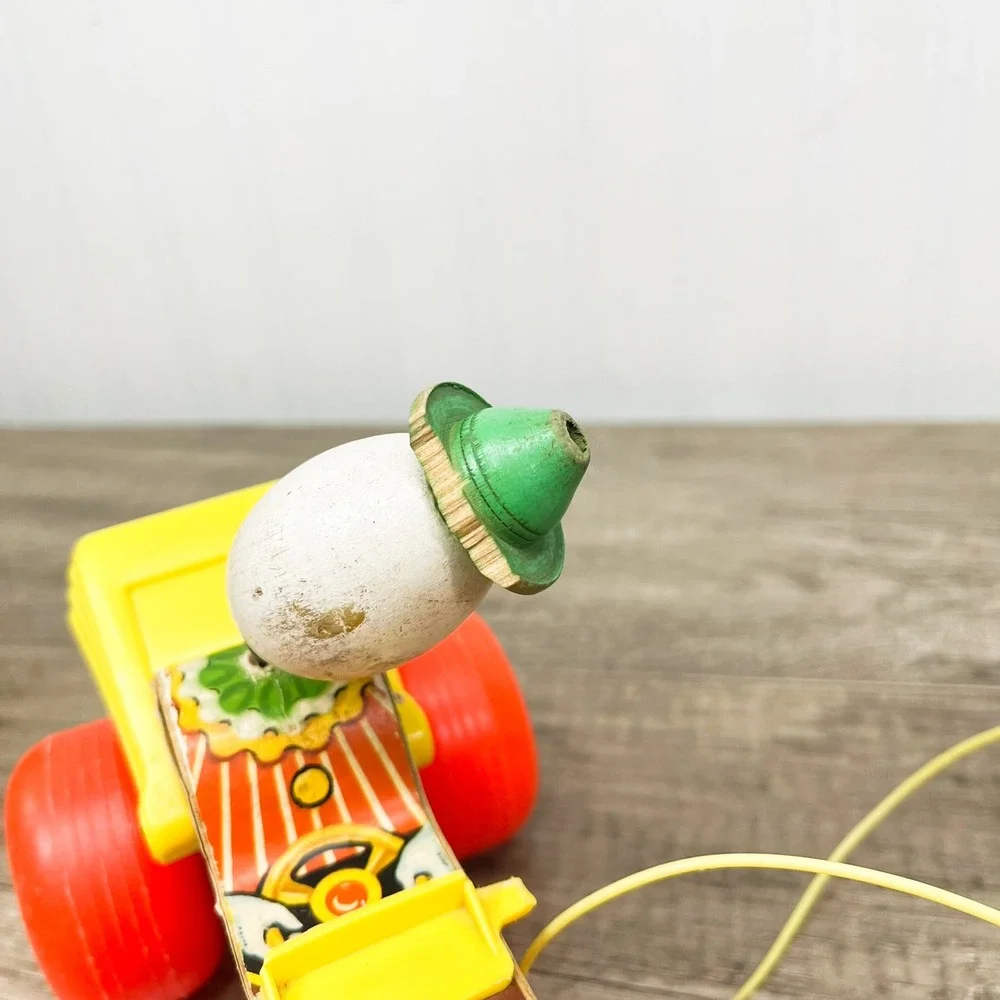 Vintage Fisher-Price Jalopy Pull Toy - Bobble Head Clown